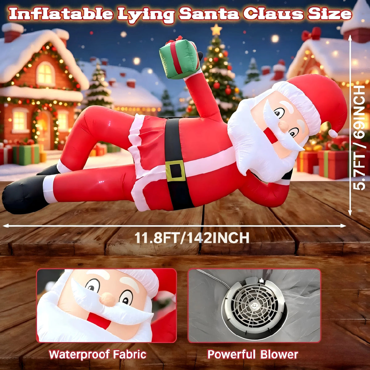 Christmas Inflatable Santa | 11.8 Feet | Built-in LED Lights | Garden Display