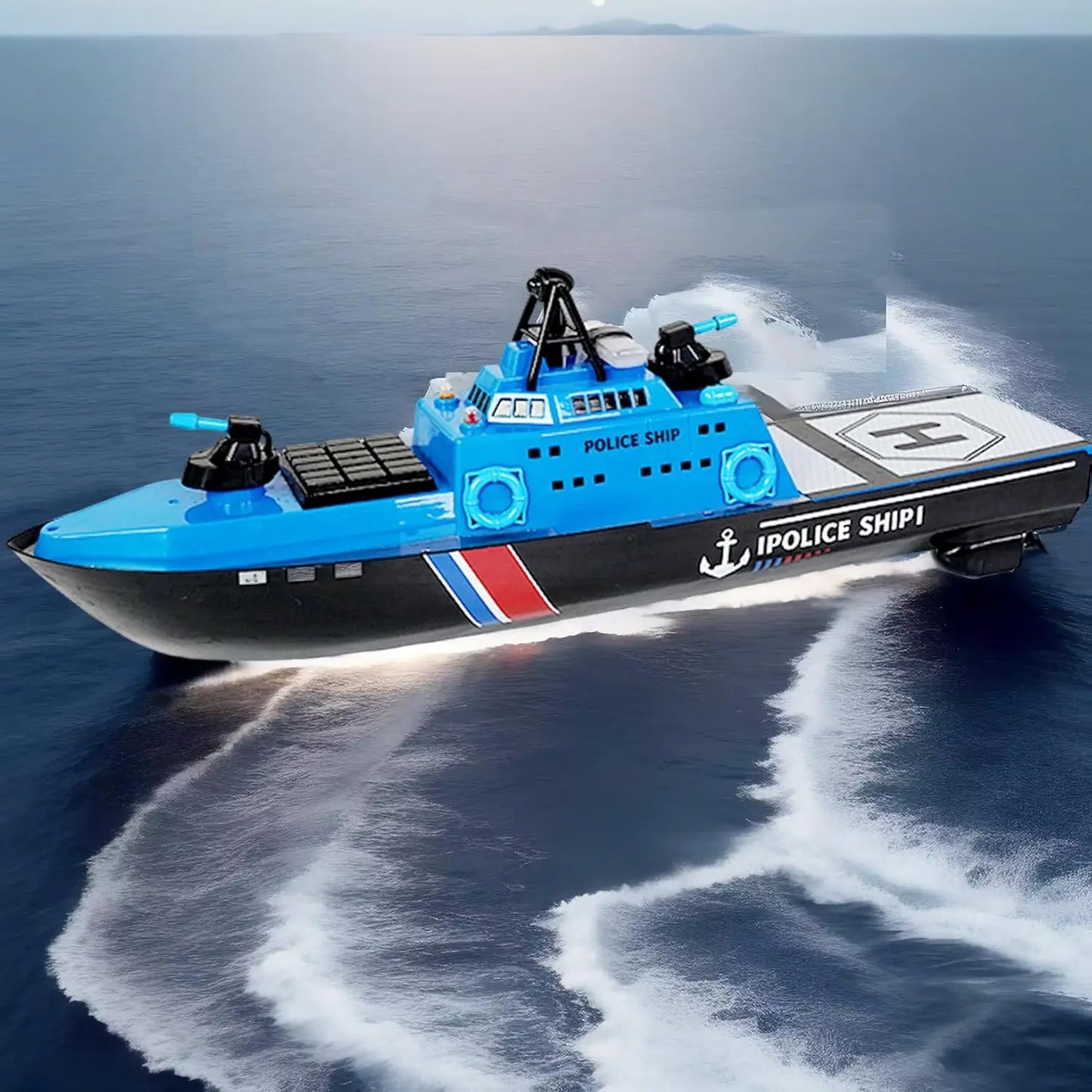 RC Warship | 22 In 56 Cm Length | 15 Km/h Max Speed | 8WD 2.4G LED Version