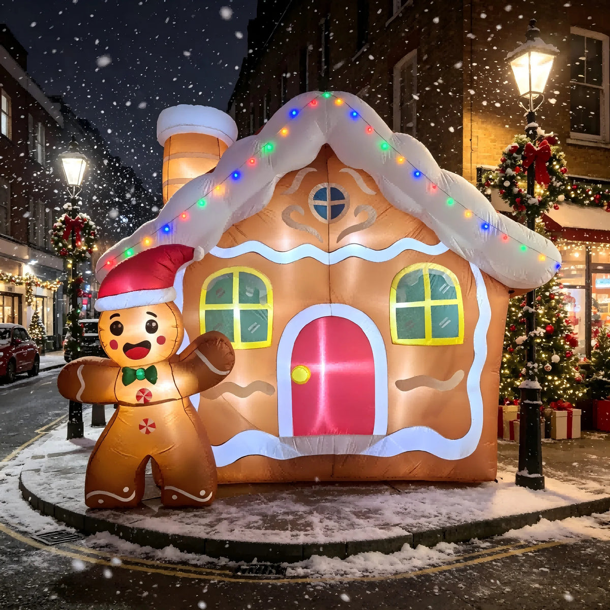 Gingerbread House Inflatable | 11.2 Ft | Led Lights | Outdoor Yard Decor