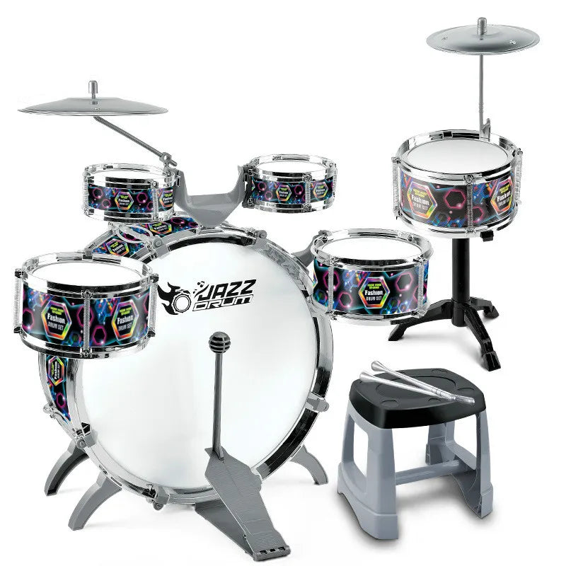 Fashion Large Children Music Jazz Drums Set ( 6 drums + 2 cymbals ) Toyland EU