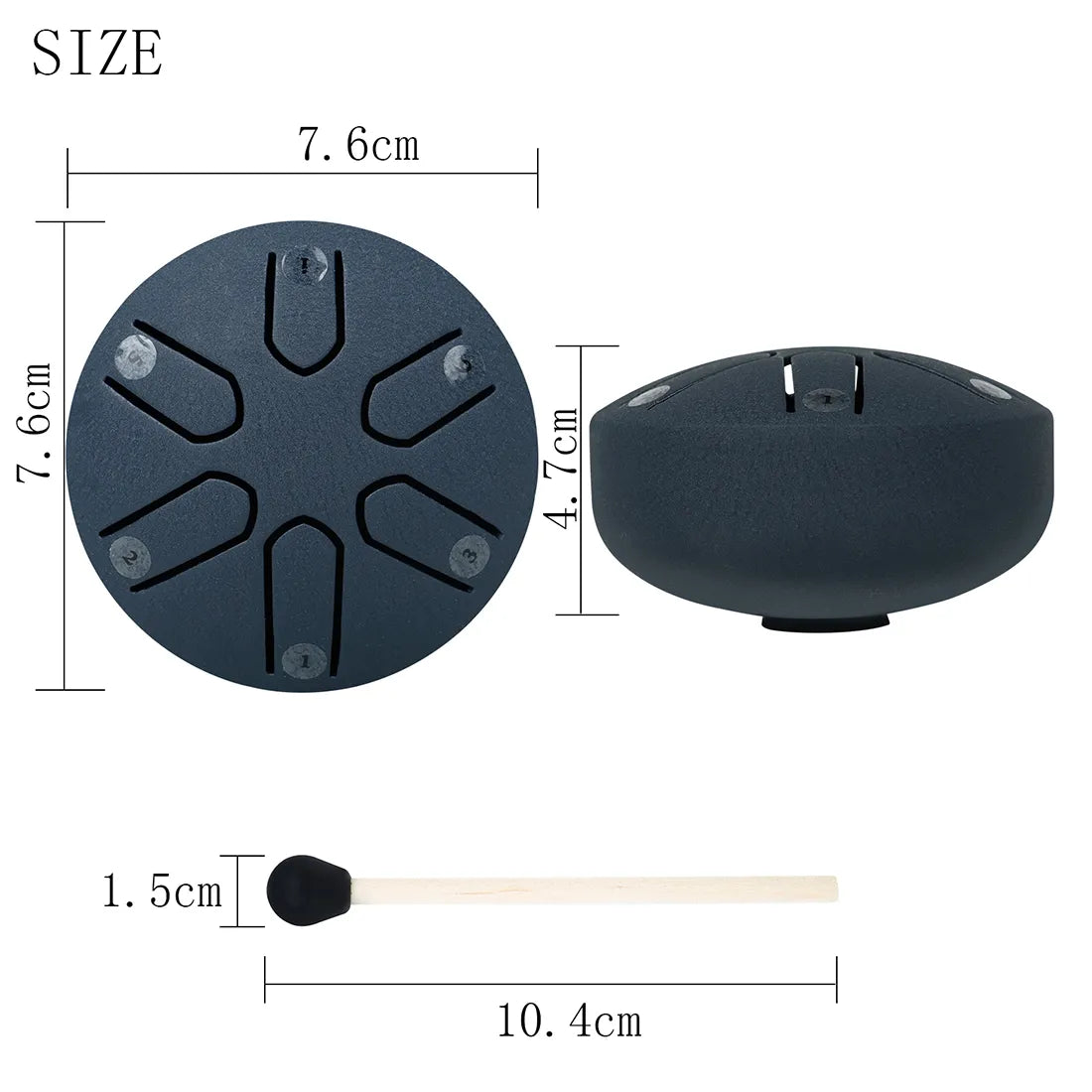 3 Inch 6-Tone Steel Tongue Drum Mini Hand Pan Drums with Drumsticks