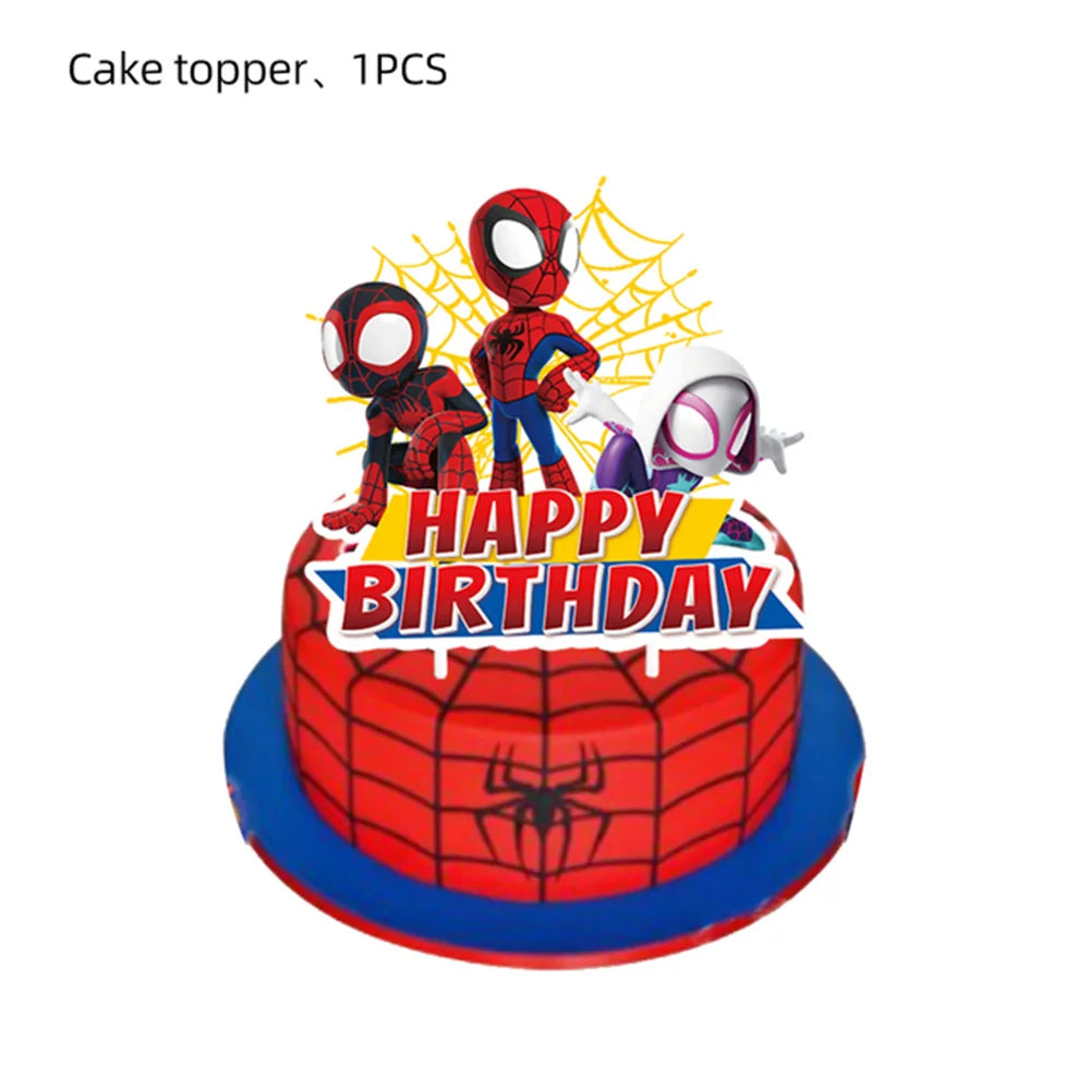 Spider Birthday Party Supplies | Disposable Tableware Set | Plates Cups Napkins
