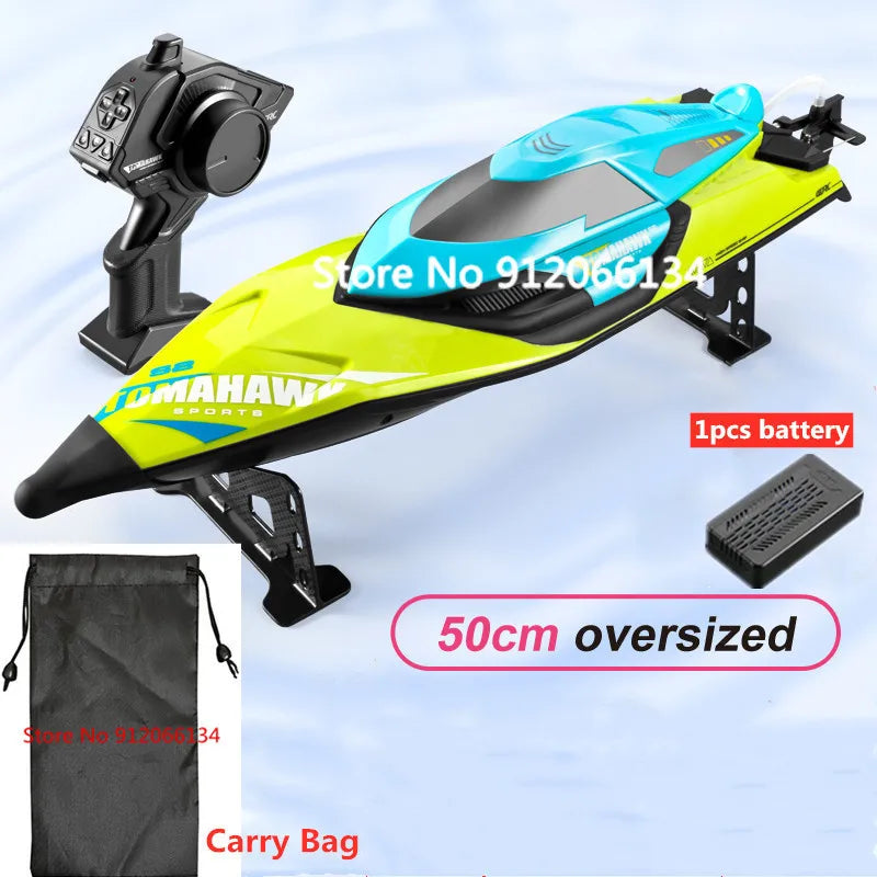 RC High-Speed 70KM/H RC Racing Boat - Double-Layer Waterproof Remote Control Yacht with Capsize Reset & Water Cooling System, 50CM Oversized Design