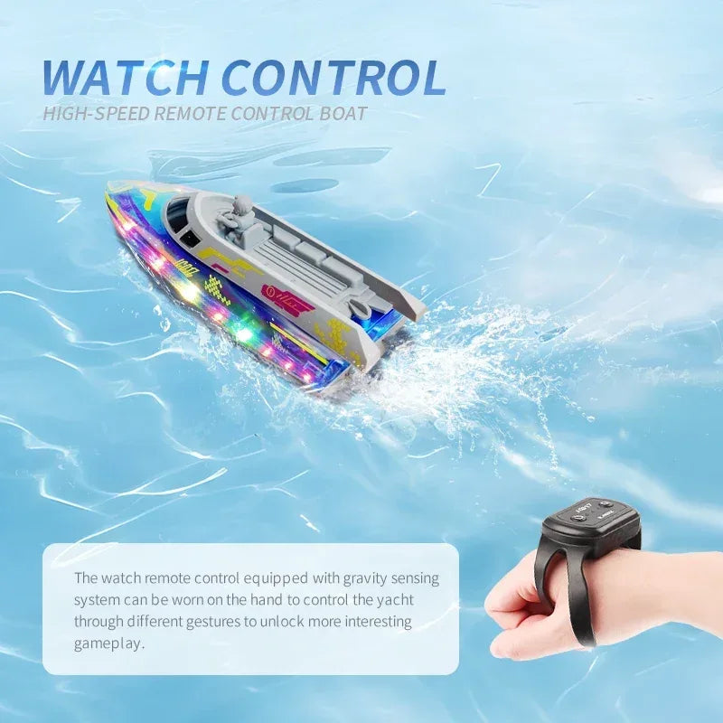 2.4G RC Speedboat With Bright LED Lights For Kids Enjoy - ToylandEU