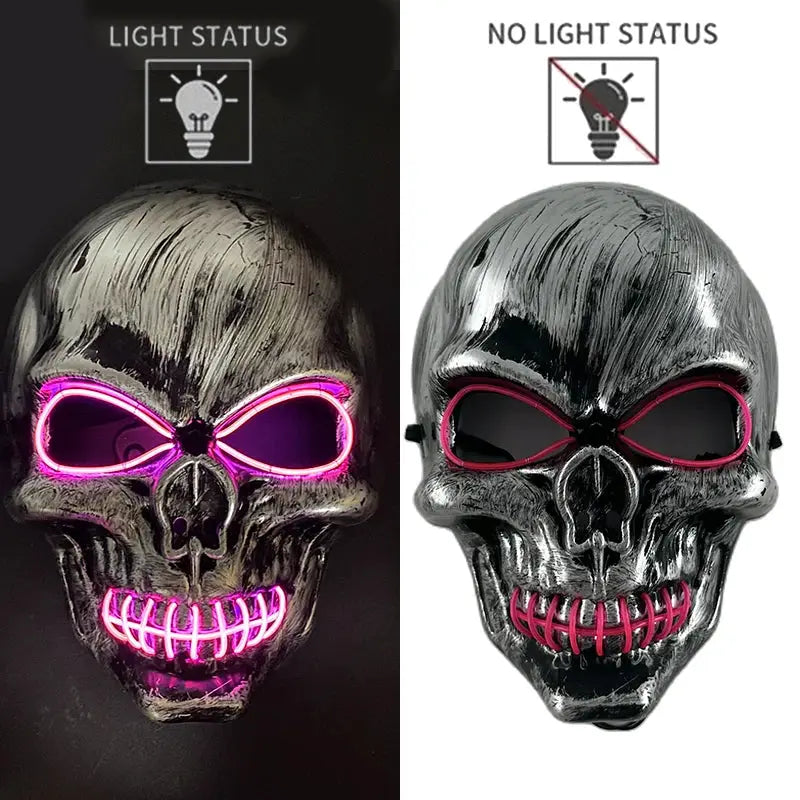 Evil Skull Mask Halloween Carnival Masquerade Haunted House Scary Decoration Cosplay Skeleton Scary Theme Party Light Up Mask - ToylandEU