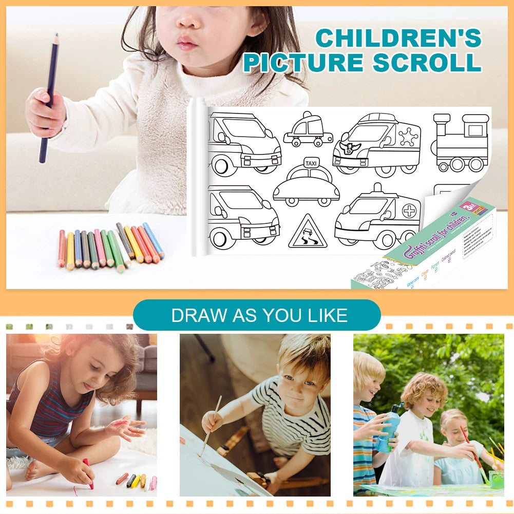 DIY Children's Coloring Paper Roll - Creative Drawing and Painting Kit