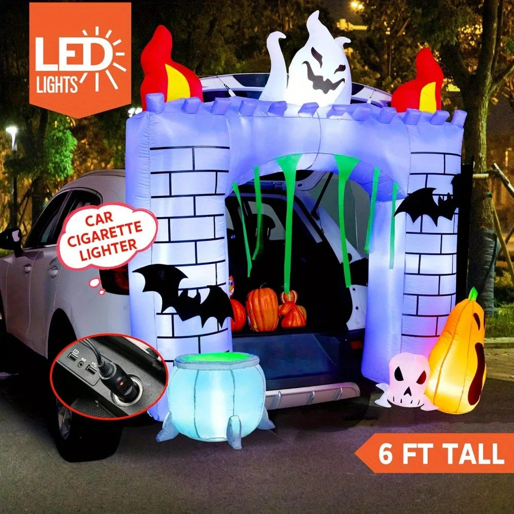 Halloween Inflatable Castle | 6 Ft | Built In Leds | Outdoor Lawn