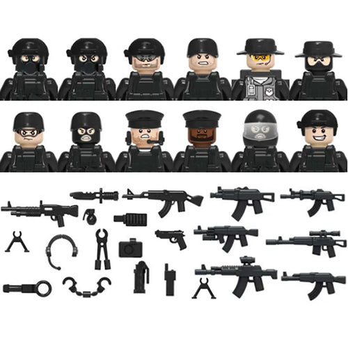 Military Army and Police Building Blocks Figures Set, including WW2 Soldier and SWAT Officer Toys ToylandEU.com Toyland EU