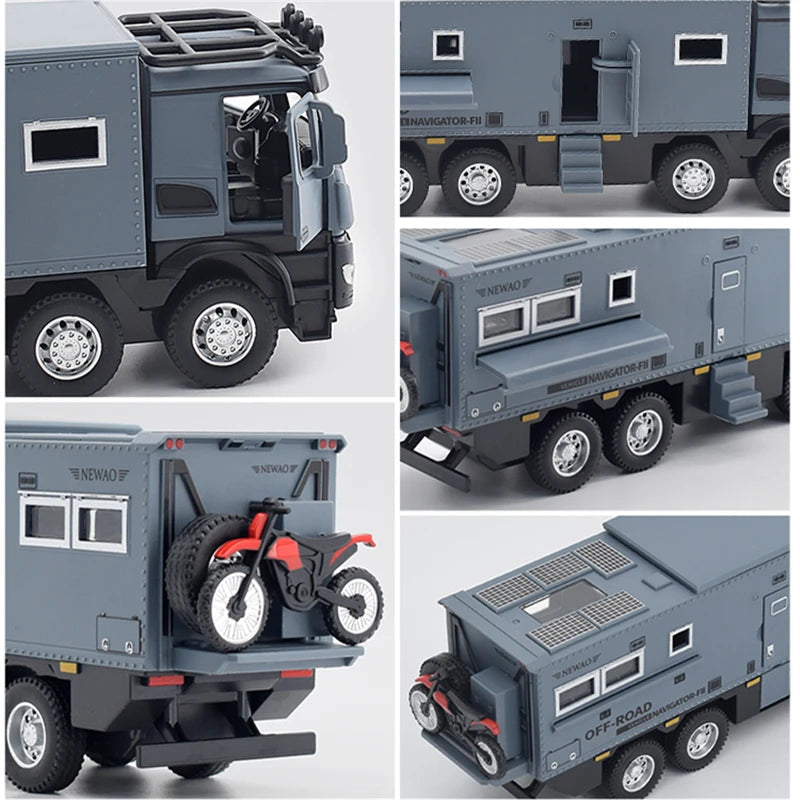 1:28 Scale Arocs Unimog Alloy Motorhome Touring Car Model Diecast - ToylandEU