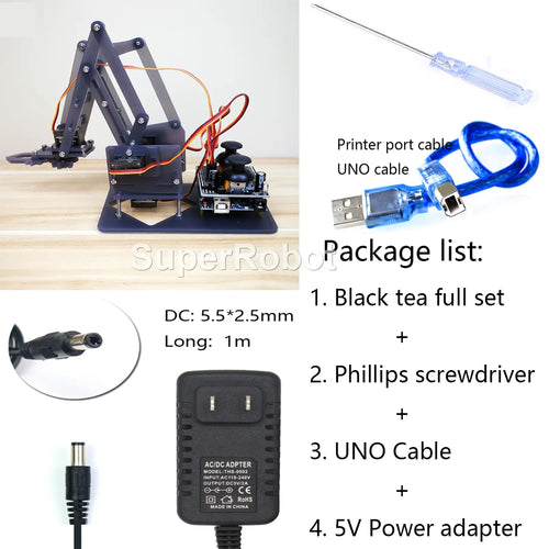 DIY 4-Degree-of-Freedom Acrylic Robot Arm Kit ToylandEU.com Toyland EU