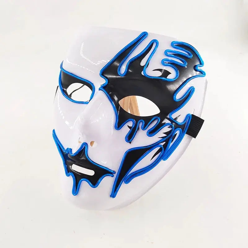 Melbourne Shuffle rave dance glowing mask Hand drawn patterned luminous mask for teen cool Halloween cosplay performance props - ToylandEU