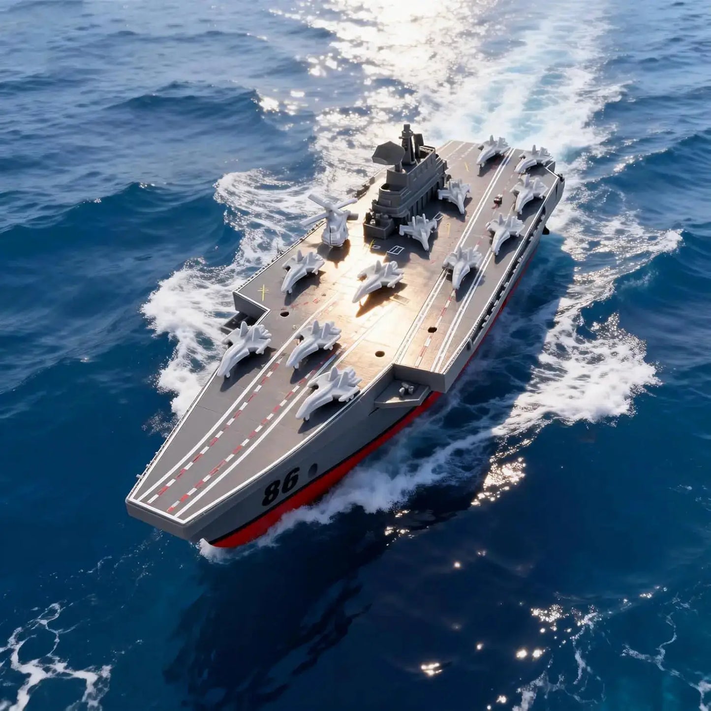 RC Warship 26.7 inch(68CM) Super Long Hull RC Boat Charging Military Children's Toy boy Electric Toy Ship Aircraft Carrier Warsh - ToylandEU