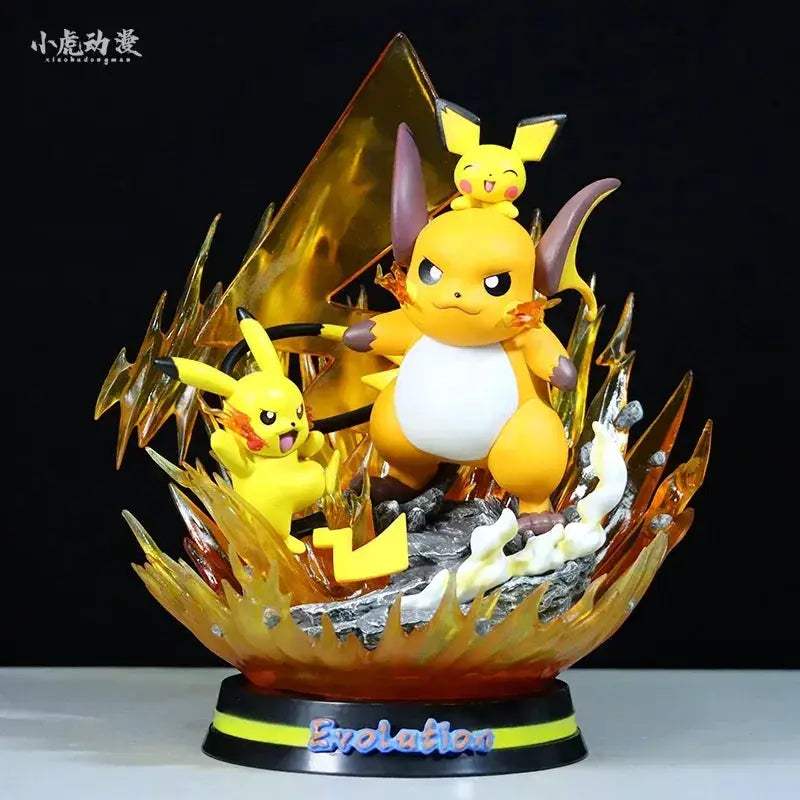 Pokemon Evolution LED Anime Figures, PVC Statue Model Toy Collections 20-35cm - CLOUDANIMESTUDIO
