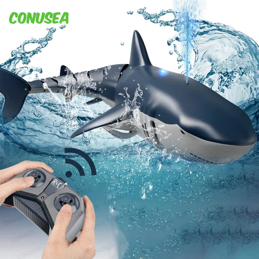 Smart Remote Control Shark Whale Water Spraying Toy Boat Submarine Robot Fish Electric Toy for Kids - By CONUSEA
