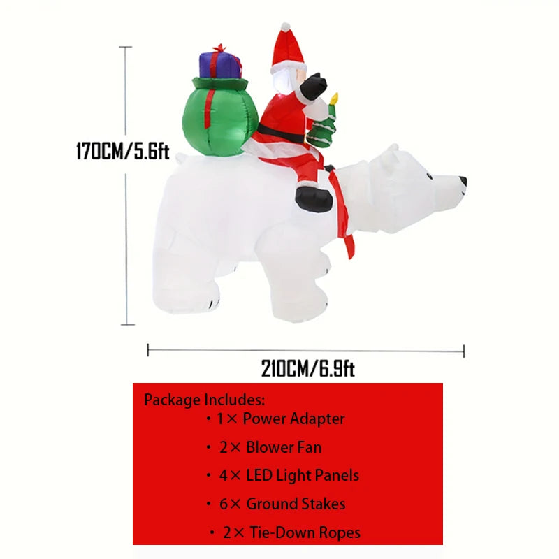 Inflatable Santa Claus | 6.9 Ft Led Lights | Shaking Head | Christmas Yard