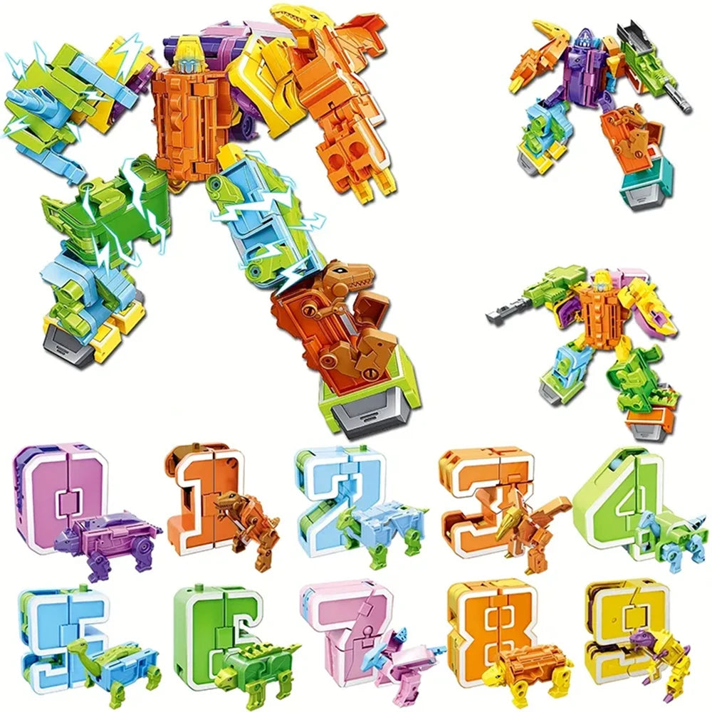 Number Dinosaur Robot Toys, Digit Bots Transformation Math Robot Toys