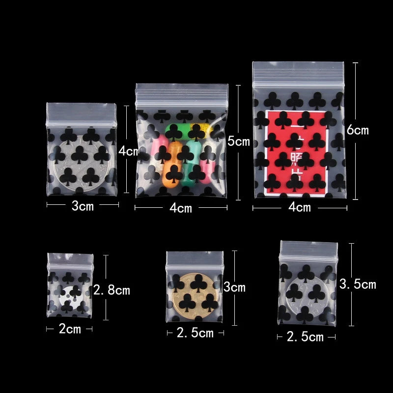 Zipper Bags | Plastic | Transparent | Cartoon Mini 100pcs