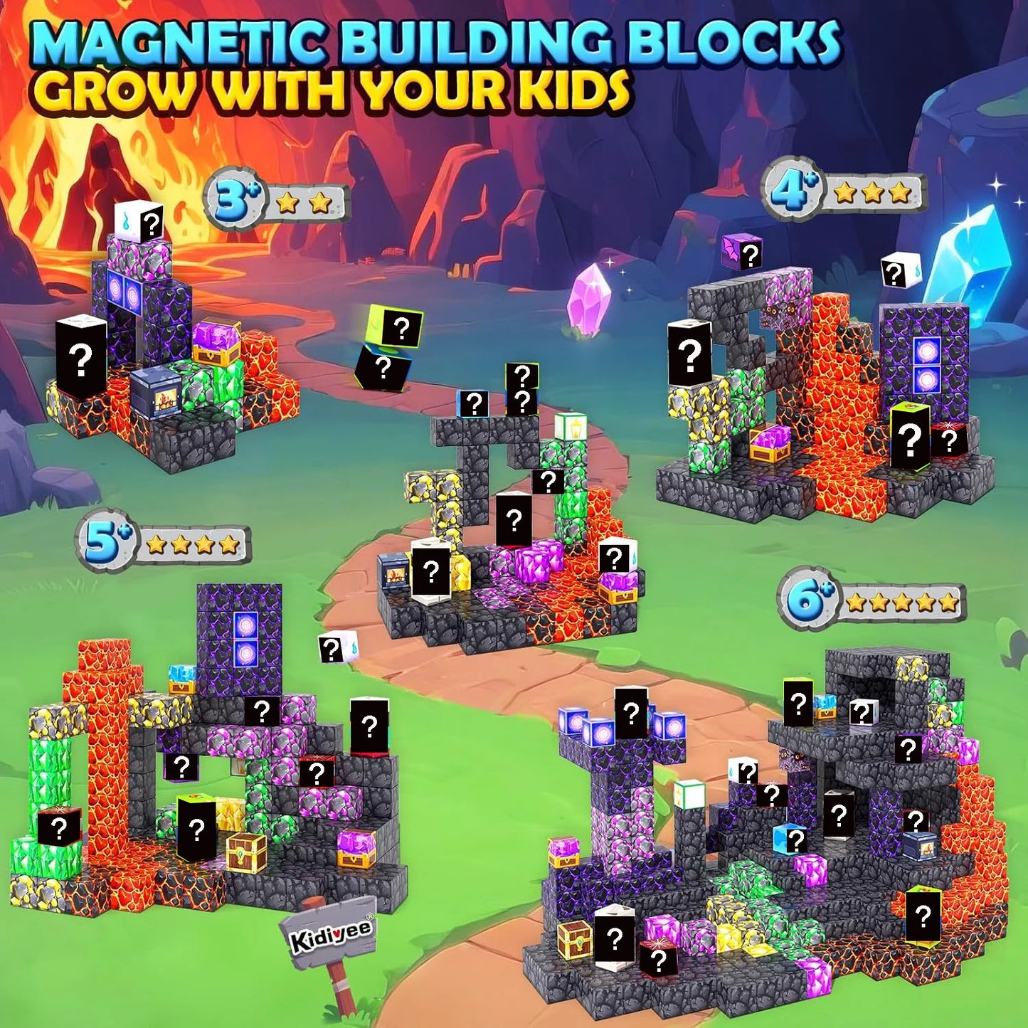 Magnetic Building Blocks | Mine World Cube Set | STEM Toy | Ages 3 Plus