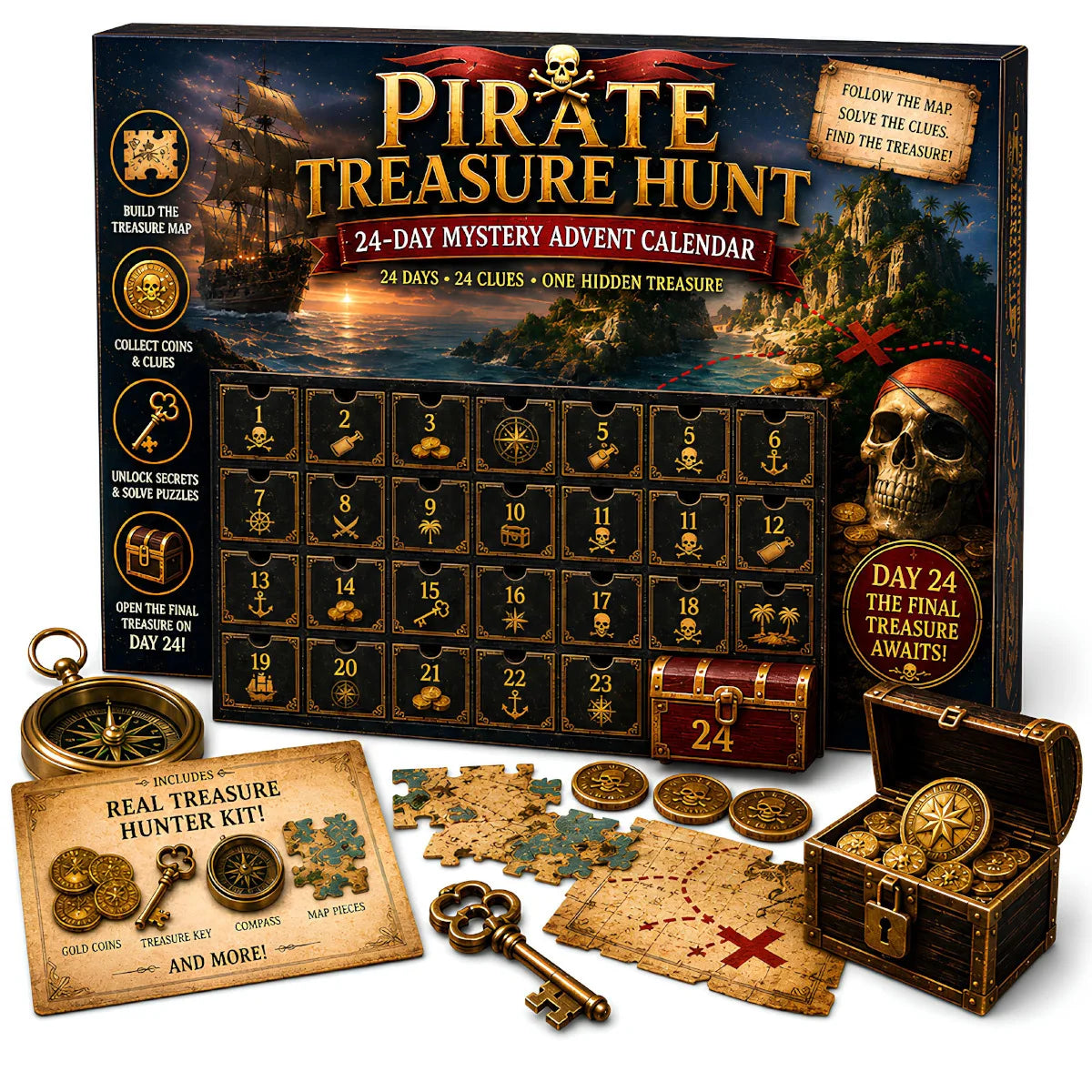Advent Calendar | 24 Day Mystery Adventure | Escape Room Puzzle Game With 6 Themes | Family Holiday Activity