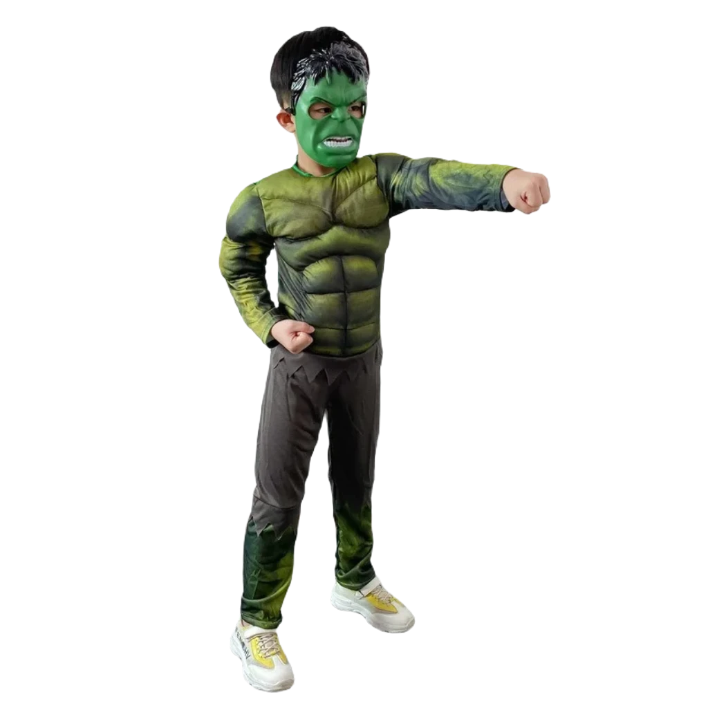 Superhero Hulk Costume for Kids - Muscle Suit & Mask for Halloween Fun