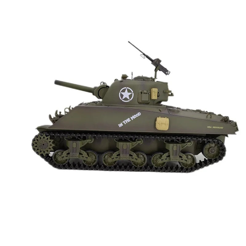 RC 1:16 Scale M4A3 Sherman Electric Remote Control Tank with Telescopic Gun Tube - Military Model Toy