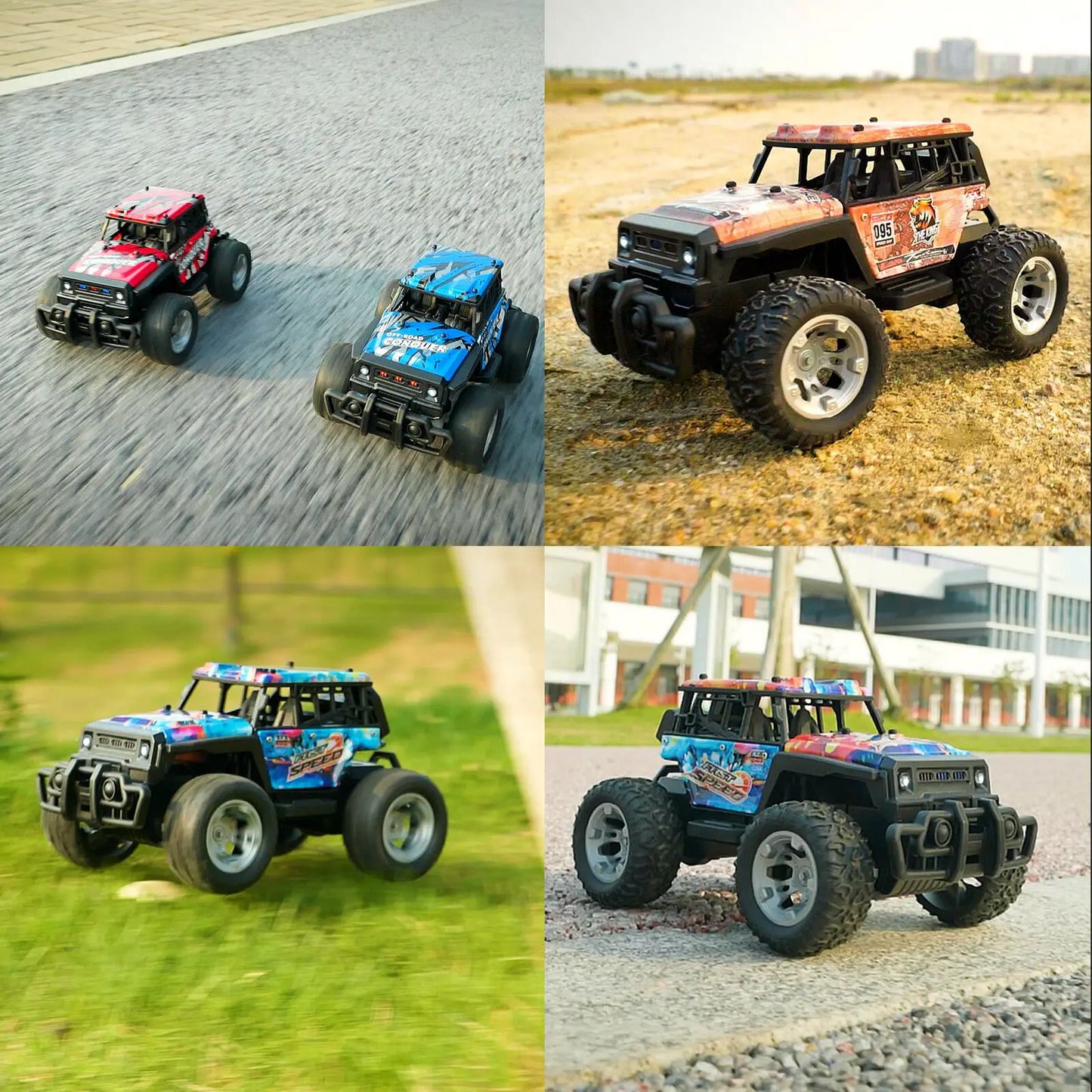 High Speed 1:20 Scale RC Car with LED Lights and Double Motors - Off-Road Monster Truck