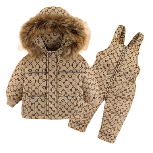 Winter Duck Down Jacket and Overalls Jumpsuit Set for Kids - ToylandEU