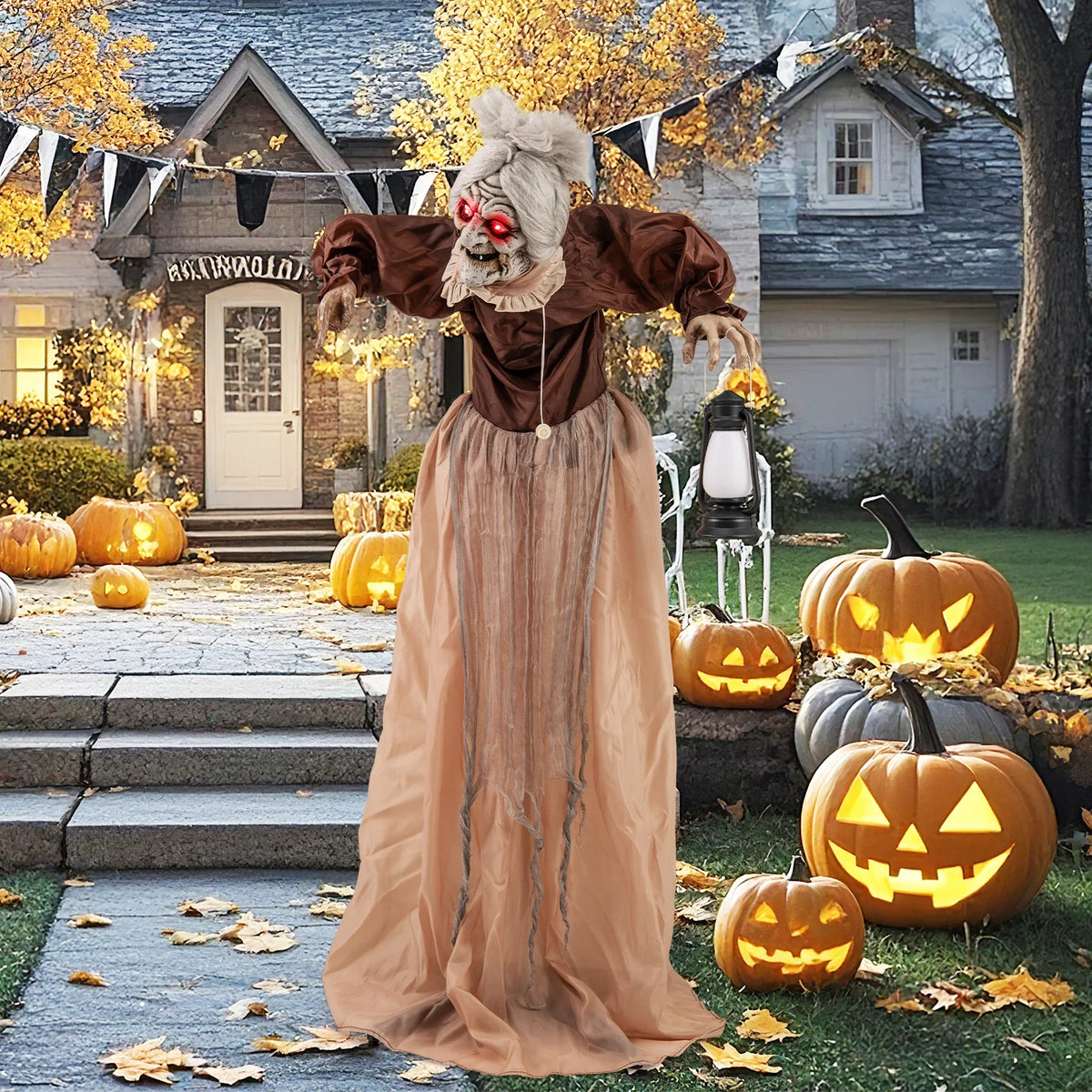 Halloween Animatronic | Talking Zombie | Movable Arms With Lights | House Decor