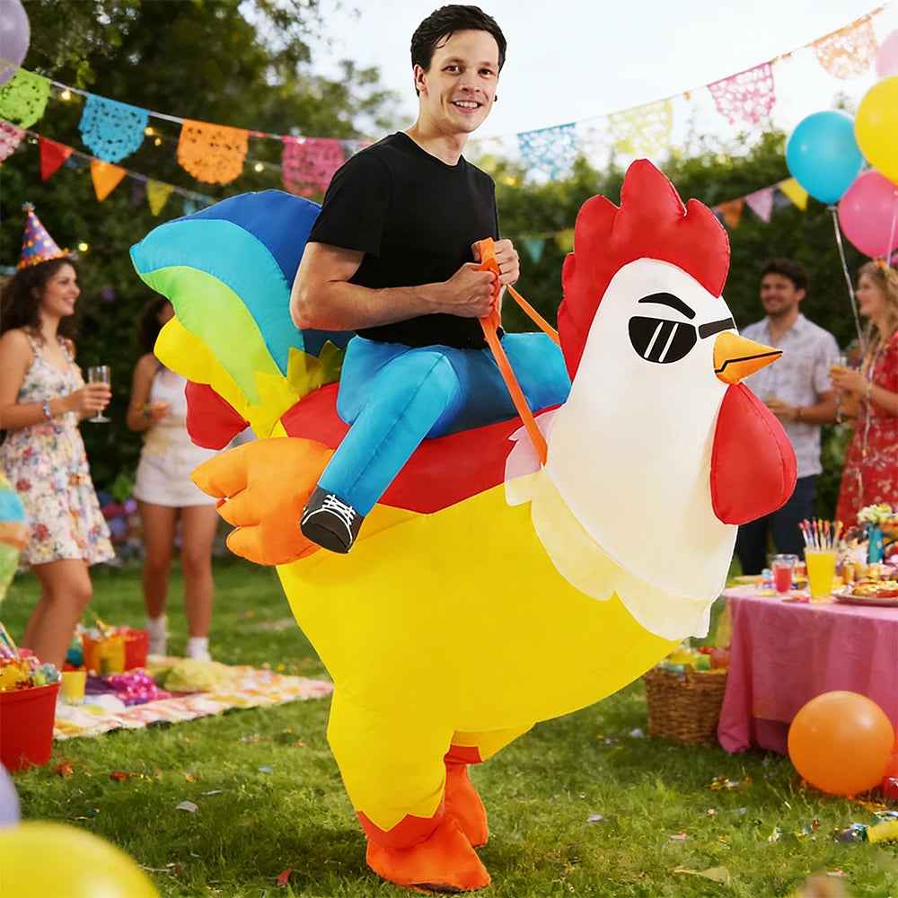 Chicken Jockey Costume | Minecraft Inflatable Chicken | Battery Powered