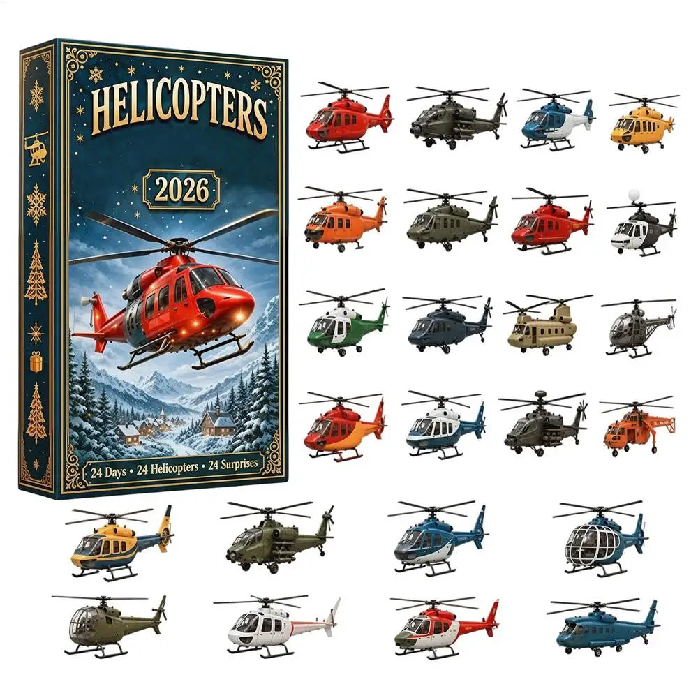 Advent Calendar | 2D Acrylic Airplane And Helicopter Ornaments | Mini Collectible Models | Aviation Fan Gift