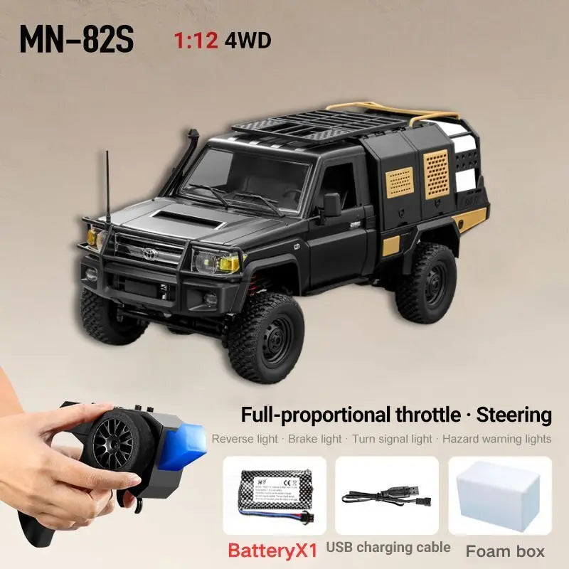 RC JJRC MN82 1:12 Scale 4x4 Remote Control Pickup Truck with LED Lights - Simulation Model for Kids & Hobbyists