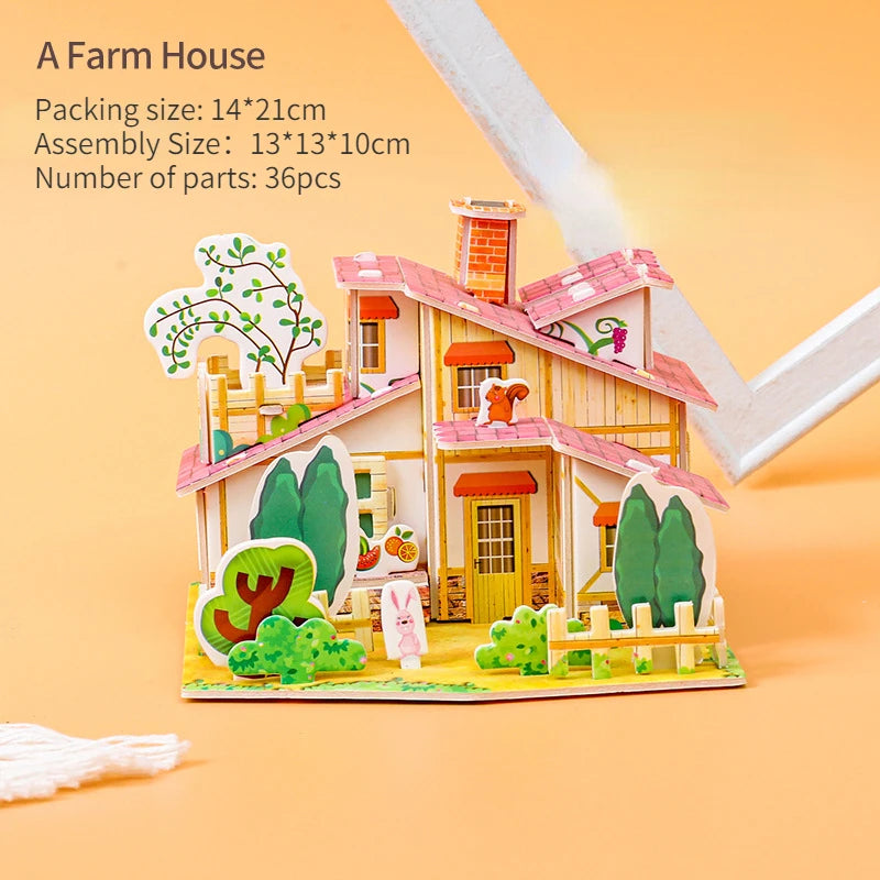 3D Puzzle | Paper House Model | Ages 3-12 | Assembled 13x11x1 cm
