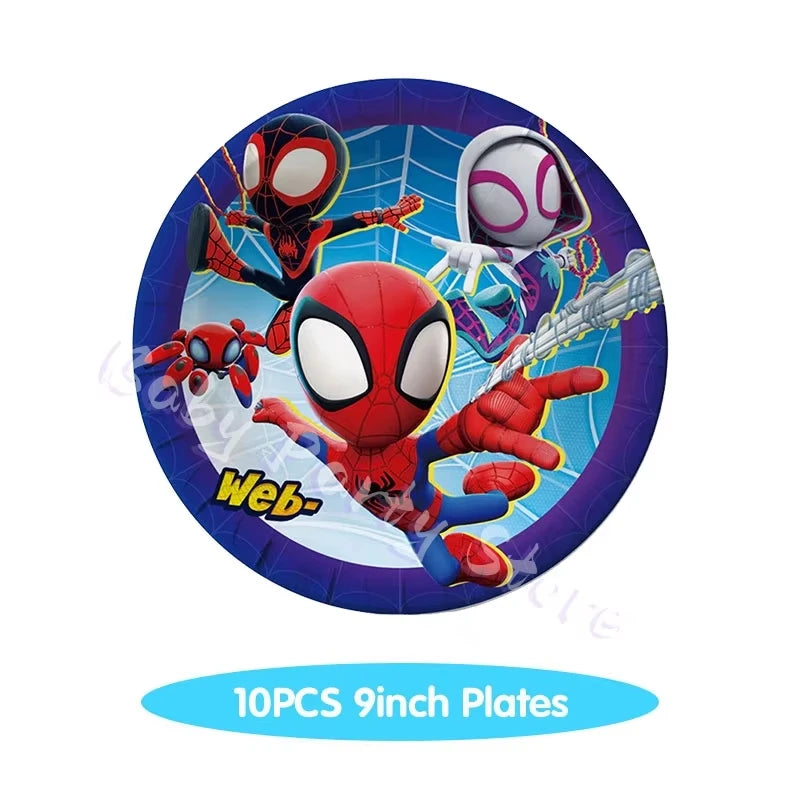 Spidey Tableware Kit | Plates And Cups | Latex Balloons | Birthday Backdrop