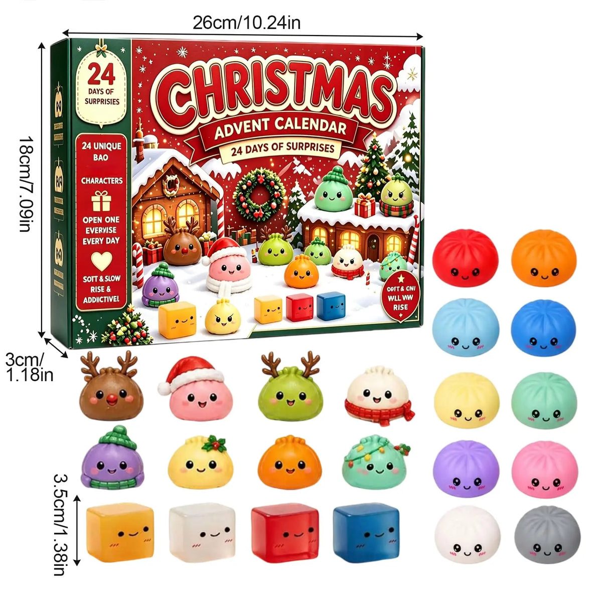 Advent Calendar | 2026 24 Mini Squishies | Festive Character Surprises | Holiday Countdown For Adults