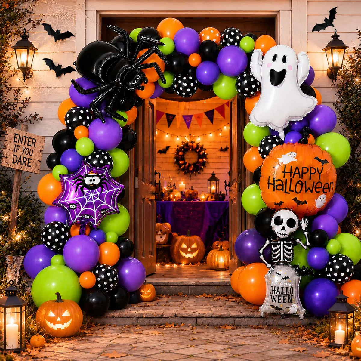 Halloween Balloon Garland Kit | 108pc Set | Foil Latex Mix | Party Decor