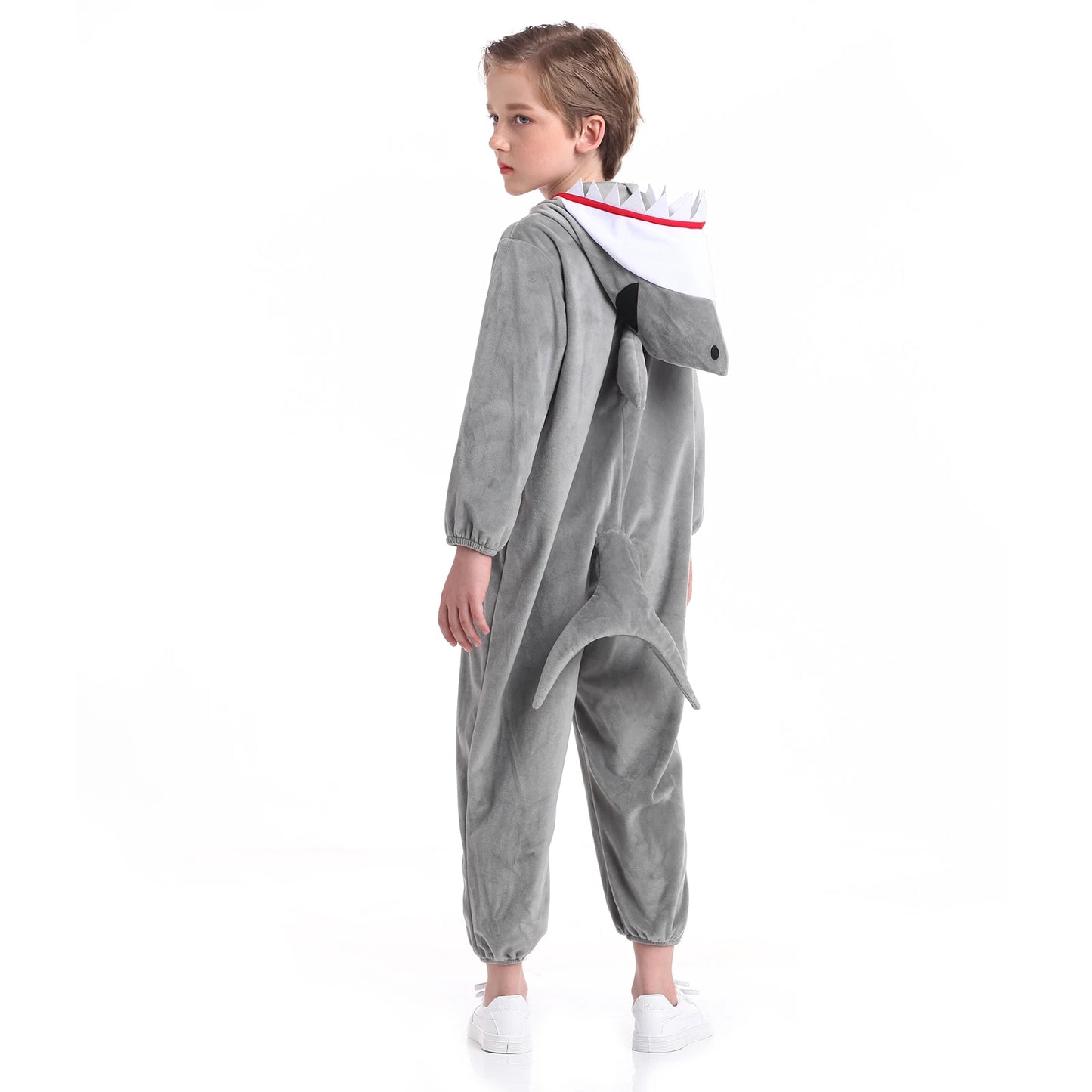 Shark-tastic Kids' Plush Onesie: Cozy Unisex Halloween Costume