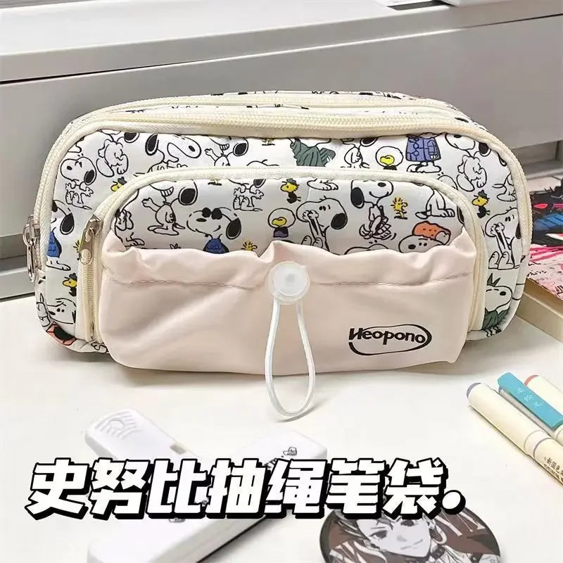 Miniso Snoopy Pencil Case | Large Capacity | Cartoon Design | Student Gift