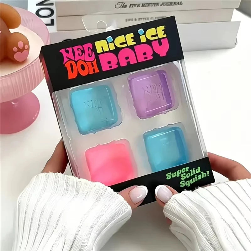 Ice Cube Fidget Toy | Slow Rebound Shape | Anxiety Relief Set | Mini 4 Pack Set
