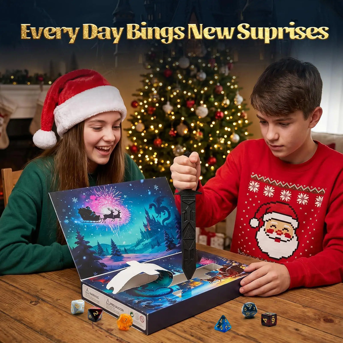 Advent Calendar | 24 Day RPG Dice Set | Display Stand And Storage Tube | Gift For Tabletop Gamers