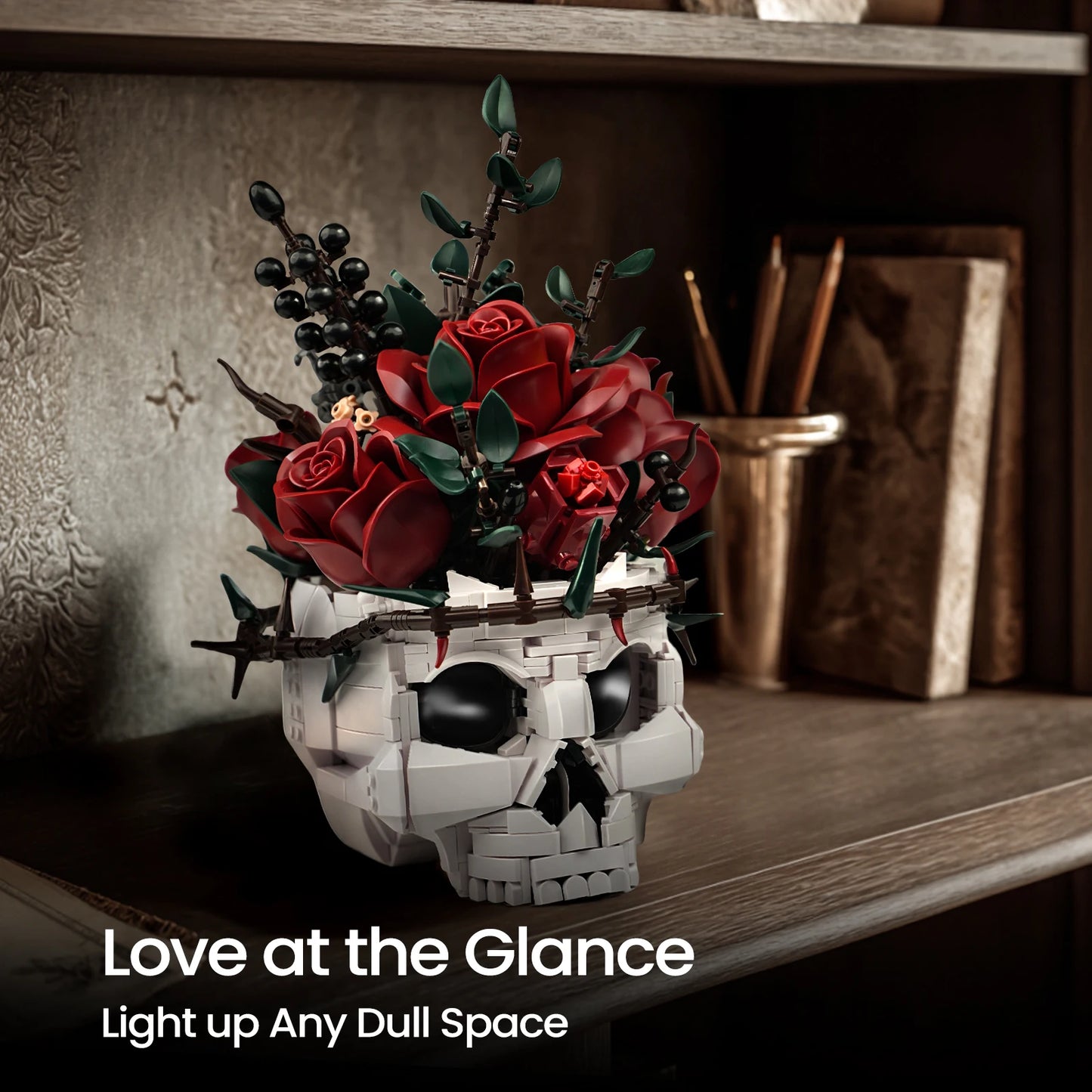 Building Block Set | Skeleton Roses Theme | Lego Compatible | Adult Gift