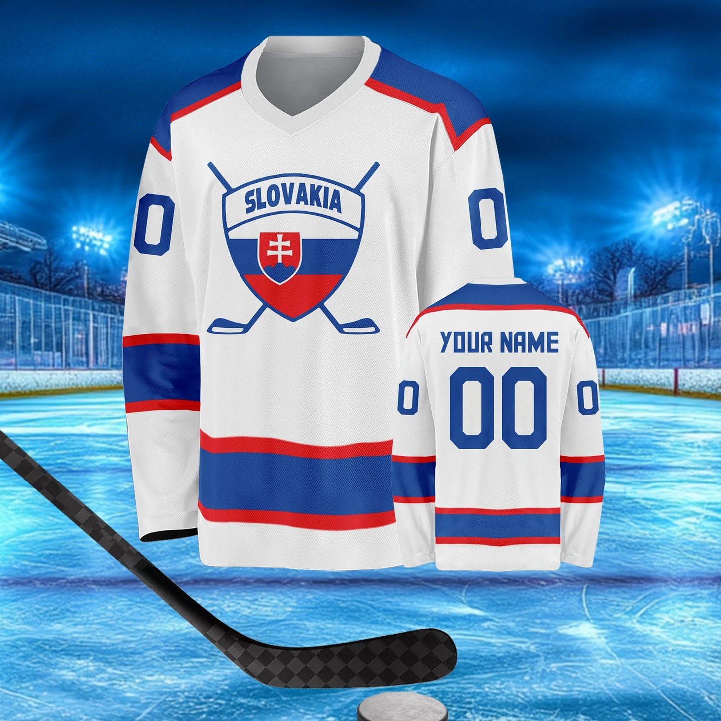 Personalized Custom Slovakia Ice Hockey Jersey - Any Name & Number for Men, Women, Youth, and Kids Team Uniform