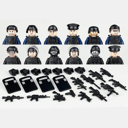 Military Army and Police Building Blocks Figures Set, including WW2 Soldier and SWAT Officer Toys ToylandEU.com Toyland EU