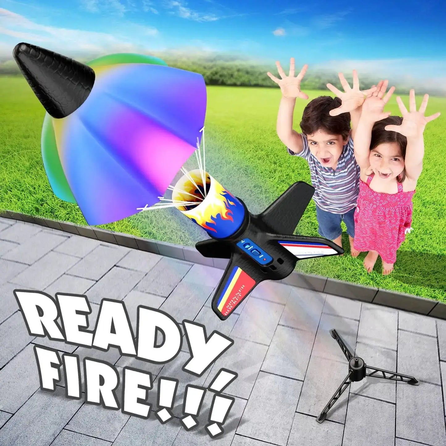 Kid Electric Rocket Launcher Toys Outdoor Model Rocket Kit Exploration Skyrocket With Parachute Game for Boy Girl - ToylandEU