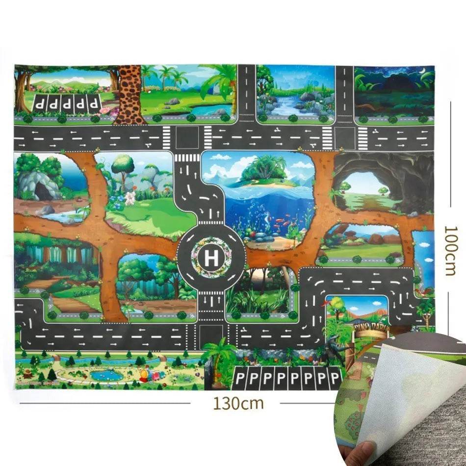 Children Playmat Activity Surface Waterproof Map Kids Animal Road Toy Baby Dinosaur Road Portable Carpet Farm Road Non-Toxic Mat - ToylandEU