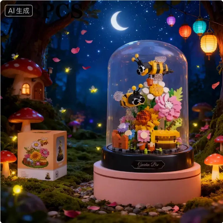 Building block flowers, eternal flower bouquets, children's assembled particle toys, flying butterfly flowers, secret messages - ToylandEU