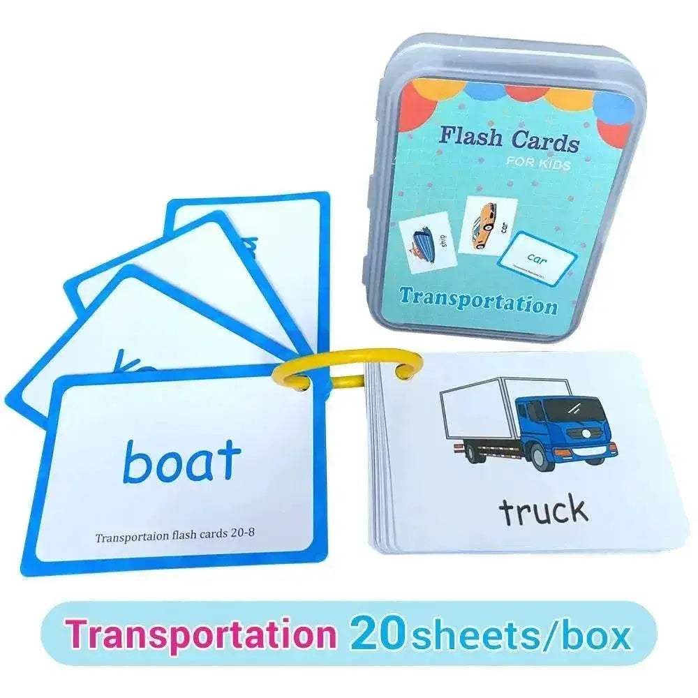 Baby Montessori Learn English Word Card Toddler Flashcards ABC Numbers Fruit Animal Body Educational Enlightenment Card for Kids - ToylandEU