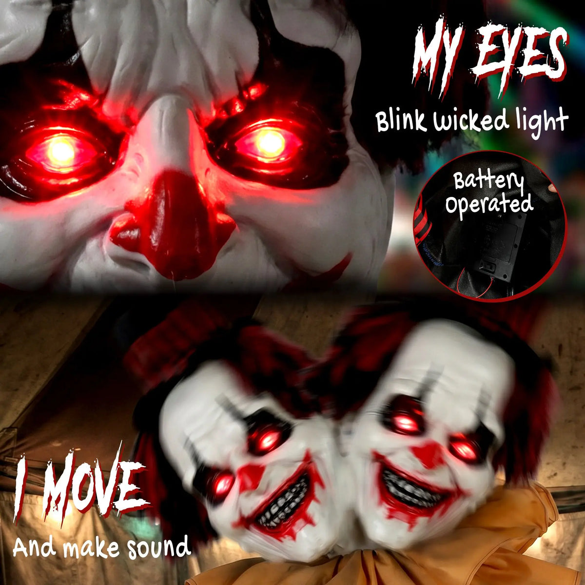 Giant Animated Clown | Touch Activated | Light Up Eyes | Yard Halloween Decor