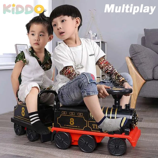 Electric Ride-On Train Toy with Track for Kids, Rechargeable and Simulated Sound