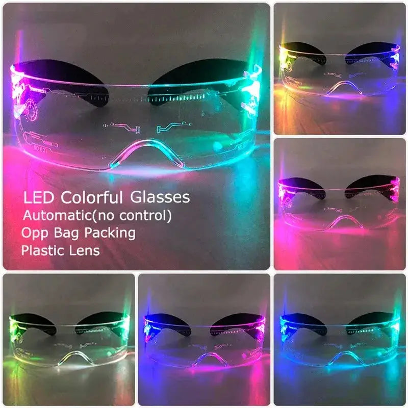 Cool Cyberpunk Visor Glasses LED light up Glasses Luminous futuristic glasses Rave Outfit for Festival Season Party props - ToylandEU