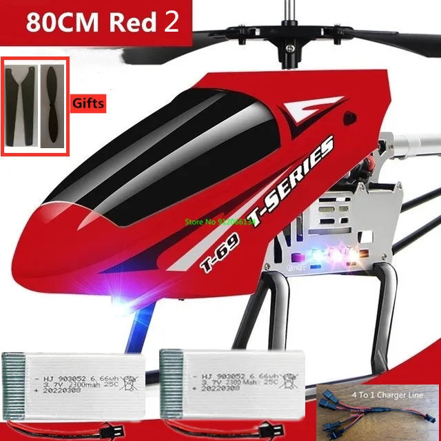 RC 150M Remote Control Large Alloy Electric Helicopter Drone Toy with LED Lights and Anti-Fall Design